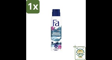 1 x Fa - Deodorant Spray - Urban Wonder - Aardbei - 48 uur Bescherming - 150 ml- Deodorant Spray - 48 Uur Bescherming - Aardbei Geur - Frisse Geur - Huidvriendelijk