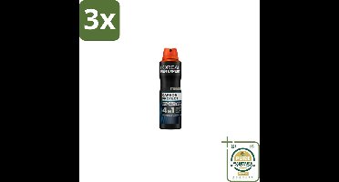 3 x L'Oréal Men Expert Deodorant Spray Carbon Protect 150 ml - Grootverpakking - Deodorant Spray - Anti-geur - Anti-vocht - Anti-bacterie - Anti-vlekken