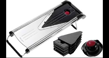 Westmark Groenteschaaf, met 5 snij-inzetstukken, roestvrijstalen messen, V-Plus, zwart/zilver/rood, 11302260