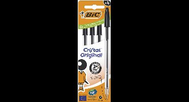 BIC balpen Cristal Original, kleuren assorti, 4 stuks in doos