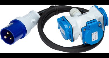 Verlengkabel 1m 3G 2.5mm2 met stekker en verdeeldoos