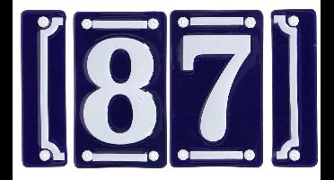 Best for Boots huisnummer 87 met sierrand - Oudhollands - emaille - blauw/wit