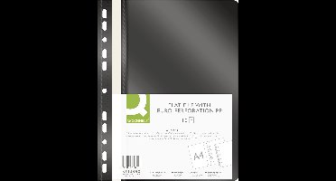 Q-CONNECT KF15662 kunststof dossiermap A4 zwart/10 stuks/visuele map kunststof map kunststof/map met perforatie met etiketstroken/met transparant deksel/met gaten/Euro-gaten