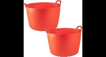 Plasticforte Flexibele kuip of emmer - 2x - rood - 75 liter - stevig kunststof - 58 x 55 cm - Afvalbak - Wasmand - Opbergmand - Extra groot