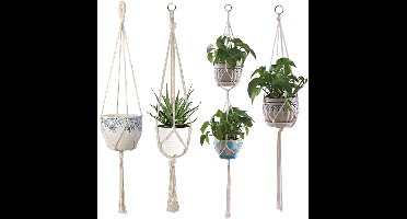 Boraboi® Bloempothouder van Katoenen Touw voor Hangplanten en Bloemen, Zonder Bloempot, Beige