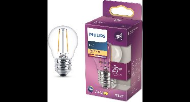 Philips LED lamp - Kogellamp met E27 fitting - Warmwit licht: 2700K - 25W - Helder glas