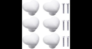 Ibenzoa® Set van 6 schattige hartvormige keramische meubelknoppen met schroeven voor diverse toepassingen