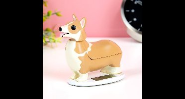 Kikkerland Welsh Corgi op zonne-energie - Figuurtje corgi - Beweegd zijn hoofd - Geen batterijen nodig