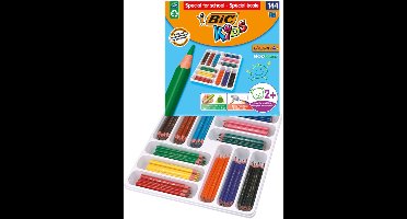 Kleurpotloden BicKids Evolution ecolutions ass schoolbox à 144 stuks