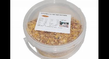Hadivo Kippenmuesli met meelwormen 1,25 kg - complete snack met eiwitrijke meelwormen 2,5 liter emmer