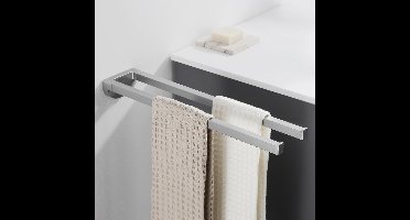 Boraboi® Roestvrij Stalen Handdoekhouder voor Muurmontage met Dubbele Installatiemogelijkheden en Twee Armen