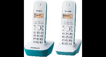 blauwe duo draadloze telefoon - panasonic - kxtg1612frc