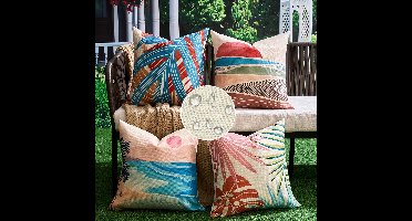 Boraboi® Set van 4 waterdichte kussenslopen met tropische palmbladeren, ideaal voor binnen en buiten gebruik