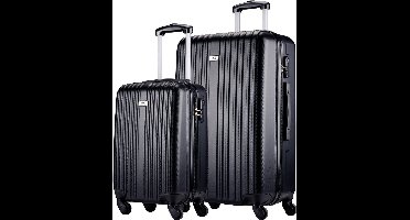 Slazenger Kofferset 2 Delig - Handbagage Trolley en Ruimbagage Koffer (S + M/L) - ABS Hardcase Koffer Set met 360° Wielen - Cijferslot - Zwart