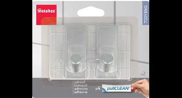 Metaltex metalen zelfklevende haken set - handige ophanghaken zilver.