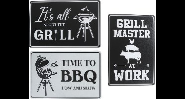 Wandbord BBQ Grill metaal decoratie 20x30cm multicolor speelgoed.