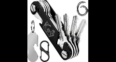 x2 KeyAmor Zwarte Sleutels Organizer Sleutelhanger met Karabijnhaken & Winkelwagenmunt Flesopener Multitool - Multifunctioneel Key Organizer - Musketon Keychain Holder - Sleutelhouder - Sleuteletui/Sleutelbos Opberger -Karabijnsluiting Sleutel Hanger