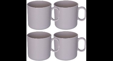 Plasticforte onbreekbare Drinkbekers - 10x - kunststof - 320 ml - taupe - kinderen - camping - mokken