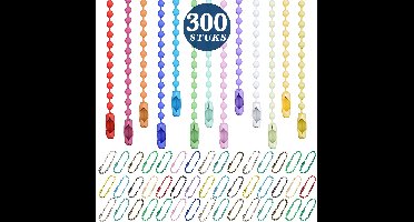 300 Stuks Bolletjes Ketting - 8cm - Sleutelringen met Sluitingen - Kogelketting met Knijpsluiting - DIY Hangers voor Sieradenmaken - Sleutelhanger Hobby - Sleutel Ringen - Keyrings - Keychain & Sleutellabels Zelf Maken - Rolgordijn Ketting - Sieraden