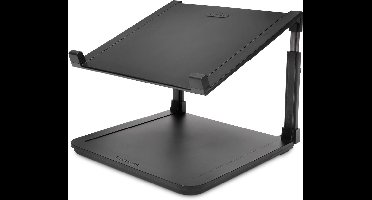 Verchroomde metalen laptopstandaard/verhoger geschikt voor laptops tot 15,6 inch - zwart