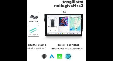 Autoradio – Car Multimedia Speler – 2-DIN Stereo – Touchscreen – Draadloos CarPlay & Android Auto – 9,5" Groot Scherm – GPS Navigatie Dual Band