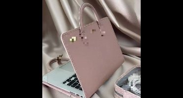 Laptop tas, tevens laptopbeschermhoes, laptoptas, roze meisjesstijl, geschikt voor 14-inch laptops, PU-leer