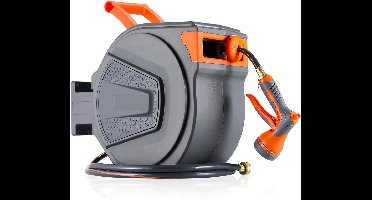 Tuinslanghaspel - Haspel - Sproeikop Tuinslang - Automatische - 30+2M - Haspel Tuinslang - Inklapbare Slanghaspel - met Wandbevestiging en 9-Standen Spuitmond
