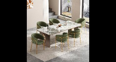 Eetkamerstoelen – Stoelen – Kuipstoelen – Eettafelstoelen – Woonkamerstoelen – Set van 4 – Groen Corduroy Stof – Schuine Metalen Poten Met Verstelbare Voetjes