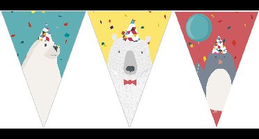 Vegaoo - Slinger met 9 arctische vlaggetjes 2,3 m x 25 cm met pooldieren