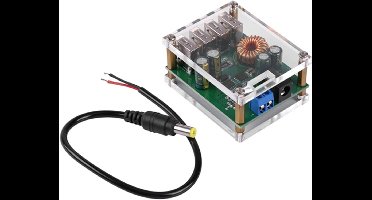 Allecto - DC DC Converter - Voedingsmodule - Bescherming tegen Omgekeerde Polariteit - 4 USB Uitgangen - Mobiele Telefoons - Tablets - Geschikt voor Auto's - Zwart 7-60V naar 5V 5A