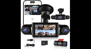 Dashcam – Auto Camera – Rijcamera – 360 Graden Camera – Parkeercamera – Vijf 1080P Camera’s – G-Sensor Met Automatische Noodopname – Nachtzicht Met Wifi App Bediening