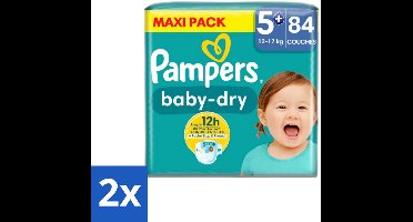 2 x Pampers – Luiers – Baby-Dry Maat 5+ (12-17 kg) – 84 Luiers - Baby Luiers - Droge Luiers - Baby Droogheid - Baby Bescherming - Baby Nachtrust