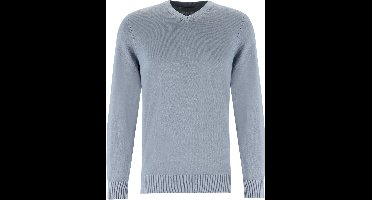 Michaelis heren trui katoenmengsel - slim fit trui met V-hals - blauw