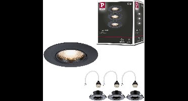 Inbouwlamp Set van 3 star rond 90mm GU10 max. 3x10W 230V dimbaar Zwart