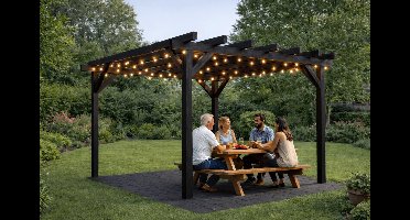 HBM complete pergola - Lariks/Douglas zwart-500x300cm-Palensteun verzinkt 100x100mm