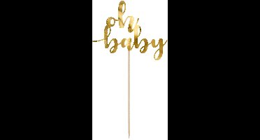 PartyDeco Cake Topper Oh Baby Goud