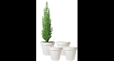 Pro Garden Bloempot - 4x - wit - rond - D50 cm - kunststof - plantenpot - tuin buiten