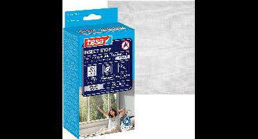 tesa INSECT STOP 2-in-1 Pollen and Fly Screen Premium - op maat snijden, transparante pollenbescherming, zelfklevende klittenband, antraciet - 130 x 150 cm