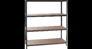 Sierra Stellingkast, magazijnrek zwart - 160x60x180cm stellingkast opbergrek 4 legplanken 175kg per plank rek
