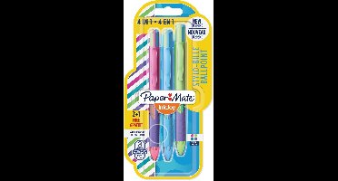 Paper Mate Inkjoy Quatro Joie de Vivre 4-kleurenbalpen | medium | klassieke inktkleuren | blister 2 + 1 grat