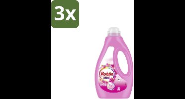 3 x Robijn Vloeibaar Wasmiddel Color Pink Sensation 20 Wasbeurten 1 liter - Kleurverzorging - Frisheid - Geur - Wasmiddel - Bonte Was