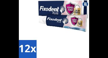 12 x Fixodent Kleefpasta Plus 40 gr - Kleefpasta Kunstgebit - Voedselbarrière Kunstgebit - Frisse Muntsmaak Kunstgebit - Fixatie Kunstgebit - Kunstgebit Bescherming