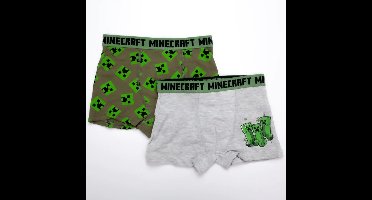 Minecraft Boxershorts - 2 stuks - Ondergoed voor kinderen - Maat 152 - Voor kinderen - Onderbroeken voor jongens - 12 jaar - Grijs/groen