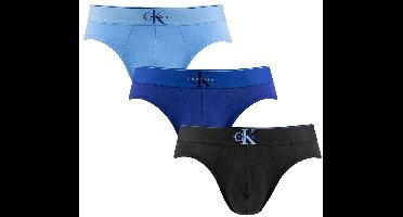 Calvin Klein ck one 3P herenslips graphic monogram blauw & zwart
