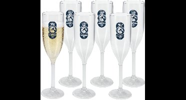 Excellent Houseware Champagne glas - 6x - 165 ml - onbreekbaar kunststof - camping/catering glazen