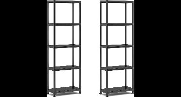 Keter Stellingkast Plus 60/5 - set van 2 - Opbergrek met 5 planken - 60x30x174cm - Zwart