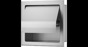 Sanifun Reka toiletrolhouder met klep inbouw RVS