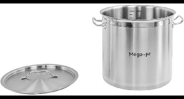 Mega-M PRO Hoge Pan 25 L – Roestvrij Staal met Gepolijste Rand – Duurzaam en Functioneel