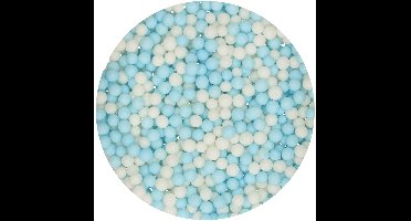 FunCakes Zachte Parels - Medium - Blauw/Wit - 60g - Eetbare Taartdecoratie