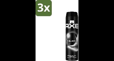 3 x Axe Deodorant Bodyspray Black 200 ml - Deodorant - Lichaamsgeur - Frisheid - Bevroren Peer - Cederhout